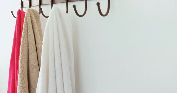 Towels hanging on hook 4k alt