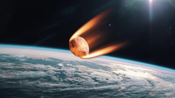 Asteroid Burning Up Entering Earth Atmosphere