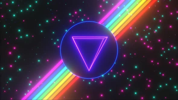Multi-colored rainbow on a colorful background. Vintage seamless stylish 3d animation