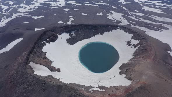 The Blue Lake in the Crater of Gorely Volcano