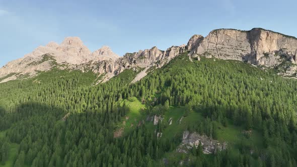 Lake of Misurina, aerial view of Dolomites and the hills around it alt