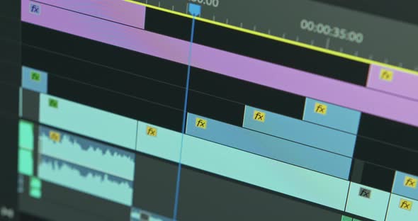 Closeup of a Monitor with a Video Editing Program Interface alt