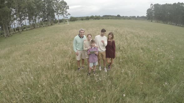 Family operating drone