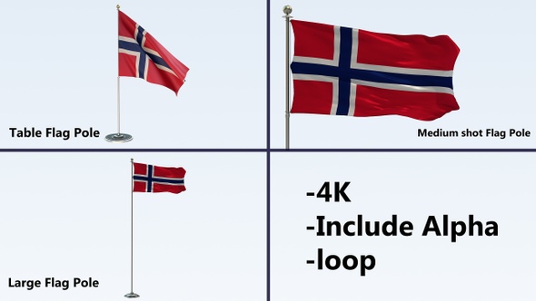 Norway Flag Pole Pack 4k-Loop alt