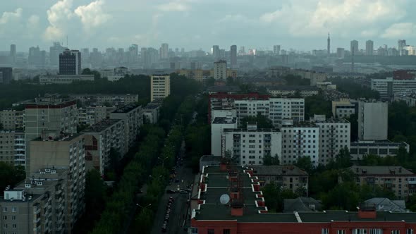 Aerial View of the Street in the Rain