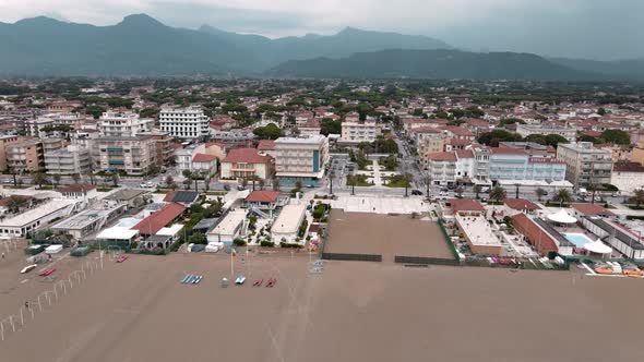 Amazing Black and White Aerial View of Lido Di Camaiore on a Spring Morning Tuscany alt