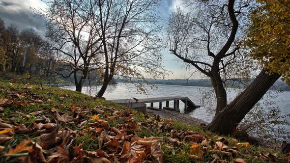 Time lapse of autumn nature with lakes. Czech Republic alt