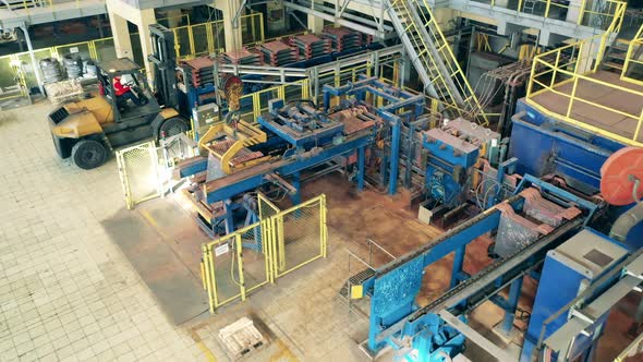Mechanized Unit of a Copper Mill Filmed in a Top View alt