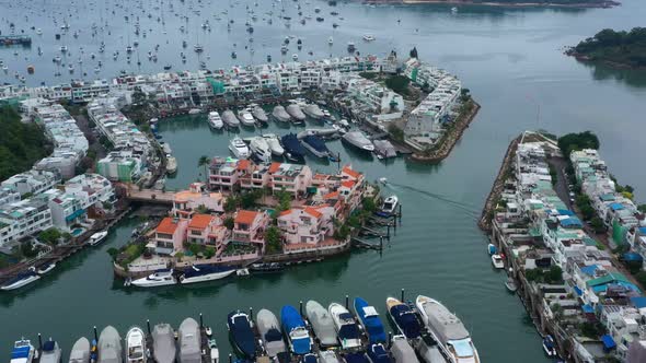 Top view of Hong Kong yacht club in Sai Kung alt