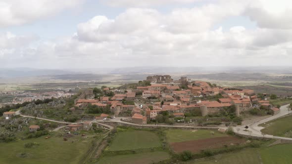 Castelo Rodrigo drone aerial view, in Portugal alt