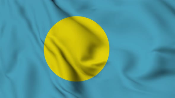 Palau flag seamless closeup waving animation