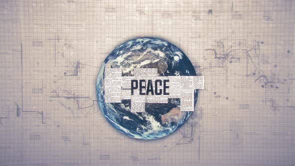 Peace Text Animation with Earth Background