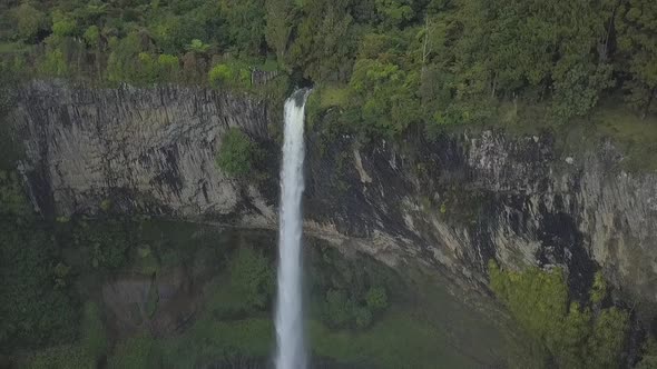 Aerial footage of beautiful waterfall