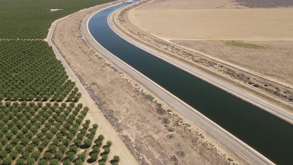 Aerial shot of one of the aqueducts that supply water to Southern California alt
