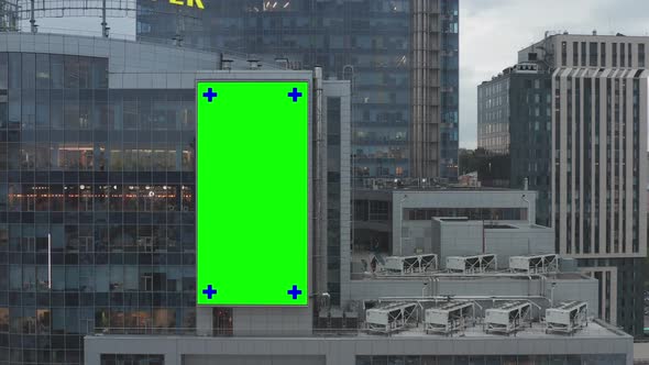 Huge Led Panel On The Glass Skyscraper Facade