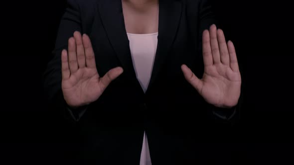 Business Woman Two Hands Stop
