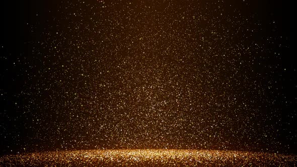 Twirling Golden Particle Background with Floor Base HD