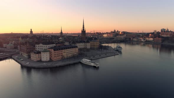 Aerial View of Stockholm Skyline at Sunrise