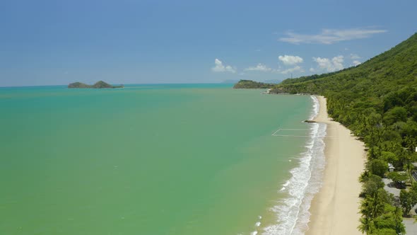 Aerial, Gorgeous View On Ellis Beach In Cairns, Queensland, Australia