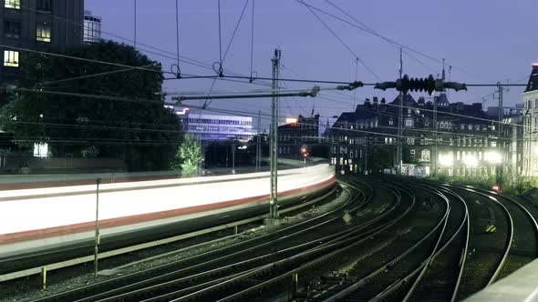 Timelapse Of High Speed Trains And Railroad Rails