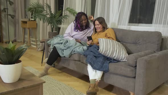 Friends African-American and European Young Stylish Women of Different Nationalities  alt