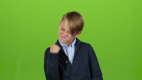 Child Rejoices in Victory. Green Screen alt