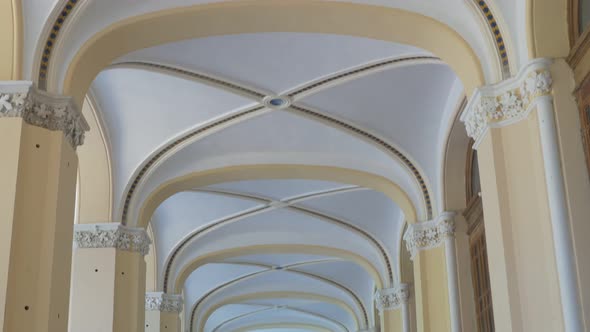 Arcs on ceiling of building in  spa resort Herculane located in  western Romania 4K 2160p UHD footag alt
