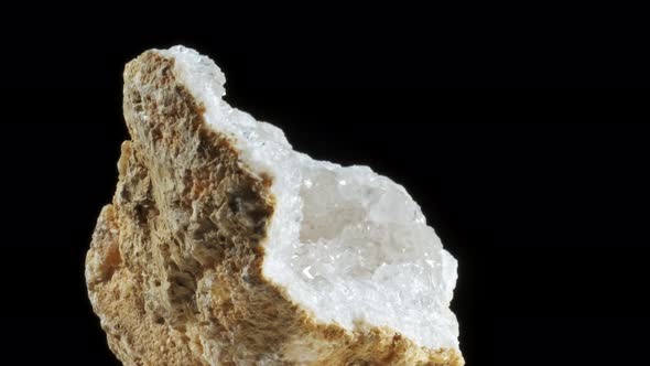Large Crystals of Rhinestone Quartz, Rock-crystal Black Background. Macro alt