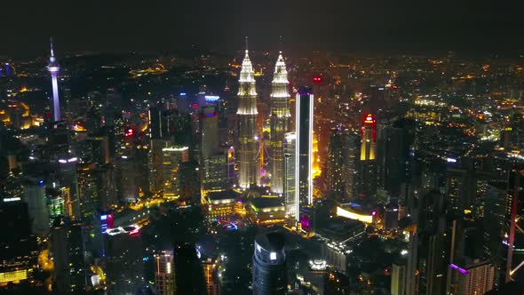 Aerial view of Kuala Lumpur Downtown, Malaysia in urban city in Asia. Skyscraper high-rise buildings alt
