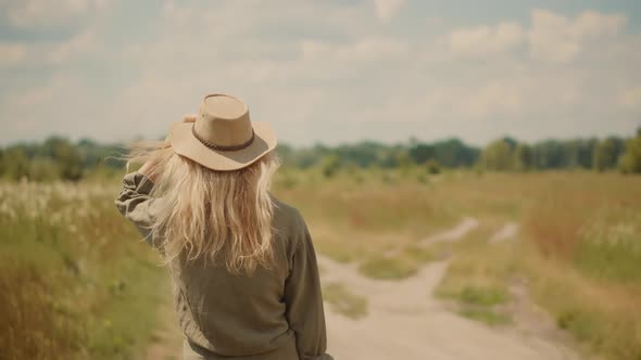 Wild Nature Of  Serengeti Or Ngorongoro Zanzibar Arusha. Woman On Africa Tarangire Safari Adventure. alt
