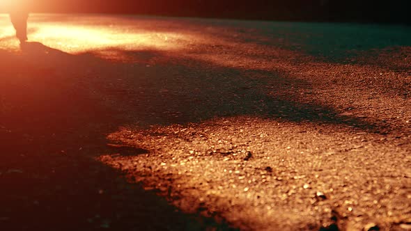 Sport Man Running at Asphalt Road alt