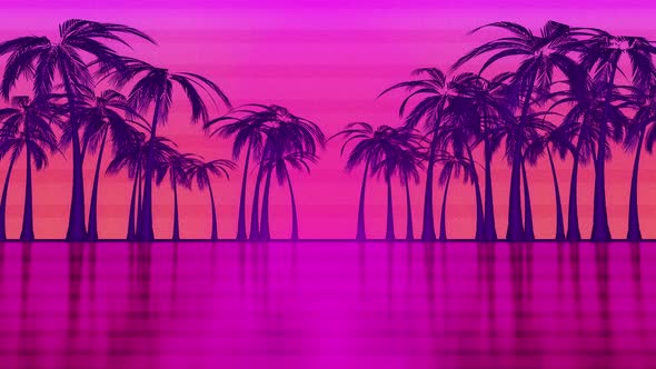 Sea sunset with palm trees alt