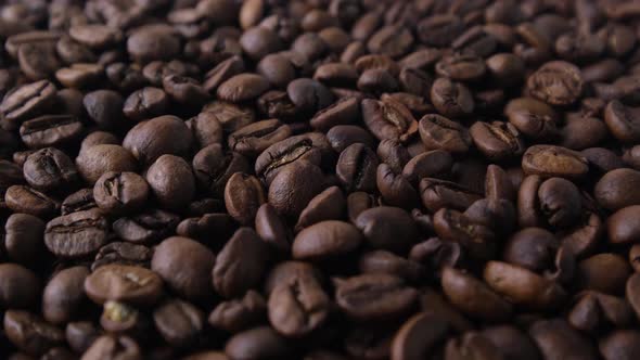 Loopable Coffee Background Roasted Coffee Beans Rotating Closeup