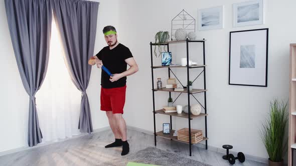 Fitness Fun Posing Man Home Training Healthy alt