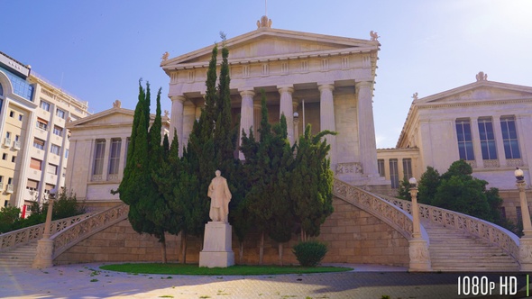 Parallax of the Vallianeio Megaron Grand Neoclassical Building in Athens, Greece alt