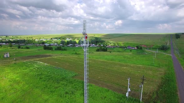 Aerial Engineer Specialist Make Do Maintenance Service Working on Telecommunication Cell Tower