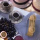 Top View Tray with Delicious Exotic Fruits and Female Hand Taking Grape in Slow Motion Leaving - VideoHive Item for Sale