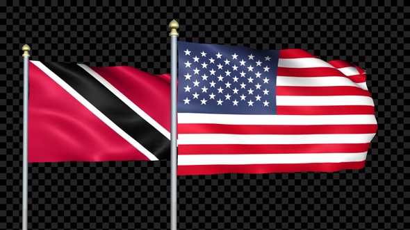 Trinidad And Tobago And United States Two Countries Flags Waving alt