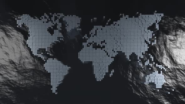 mosaic world map on ocean background alt