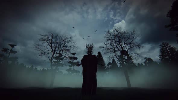 Forest Ritual Horror Scene