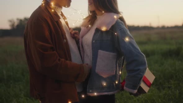 Lovely Valentine's Couple in the Night with Led Strip Lights alt