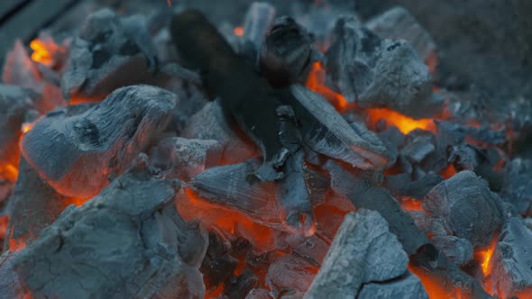 Burning Red Organic Charcoal Texture in Bbq Grill