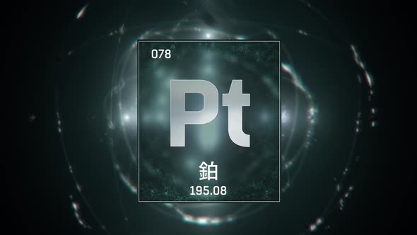 Platinum as Element 78 of the Periodic Table on Green Background in Chinese Language