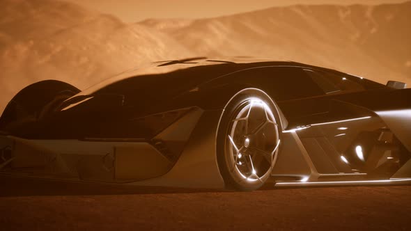 Supercar at Sunset in Desert