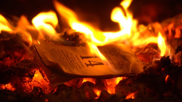 The tear-off calendar burns beautifully in fire closeup alt