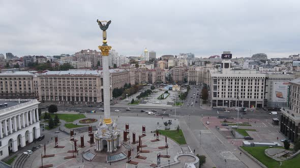 The Symbol of Kyiv, Ukraine - Independence Square Aerial View, Slow Motion alt