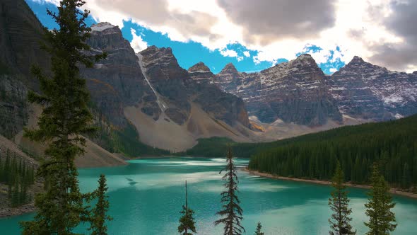 Pan Right of Moraine Lake in Banff National Park Canadian Rockies Canada alt