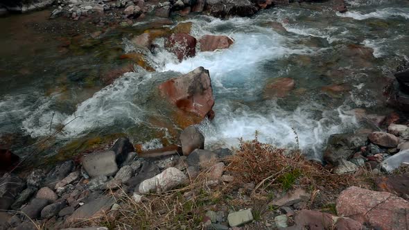 Mountain River Flows Along The Gorge 19