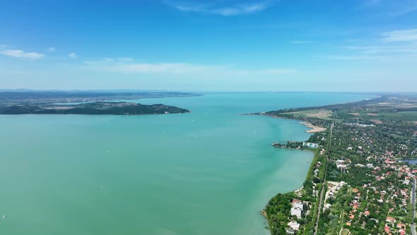 Aerial view of Lake Balaton in Hungary