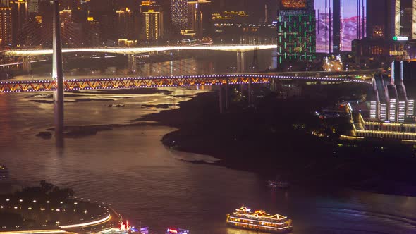 Chongqing City River with Bridges Aerial China alt